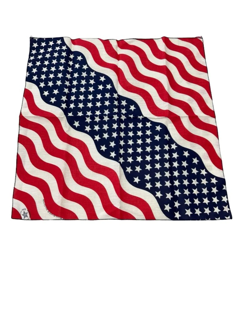 Vintage 1980s American Flag Patriotic Cotton Bandana Made in USA Red White Blue